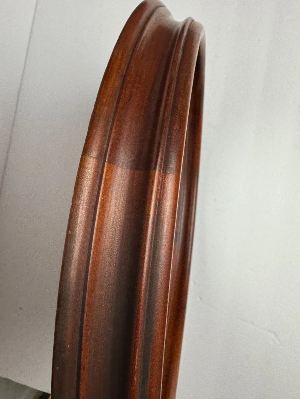 Antique Oval Cherry Wood Mirror w/ Dovetail Deep Frame 14